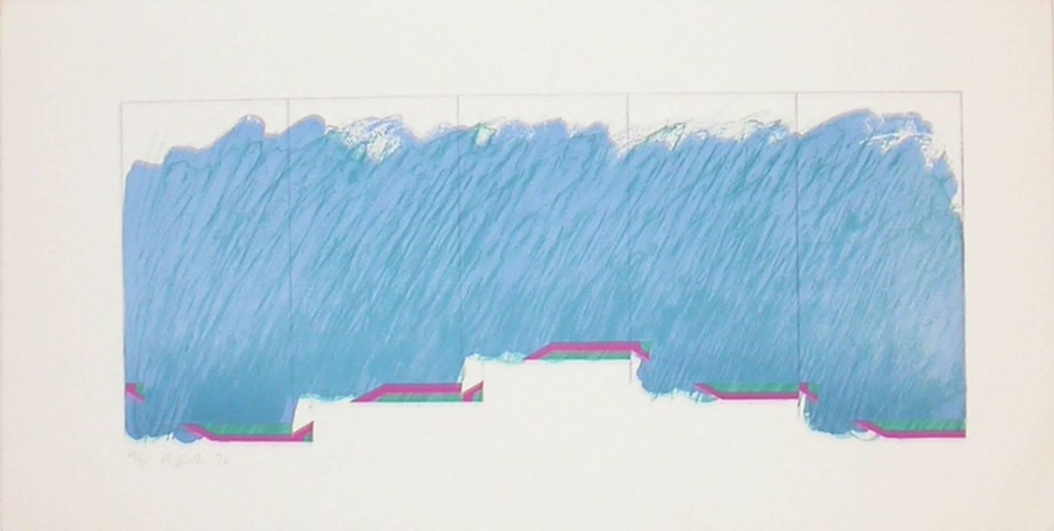 Richard Smith Abstract Print - Horizon VI (blue, purple, green)
