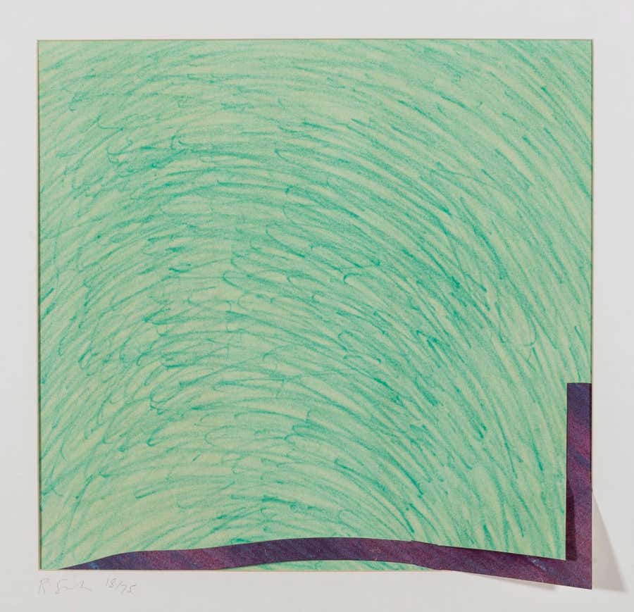Interval, Abstract Green Tonal Lithograph Print, 1969