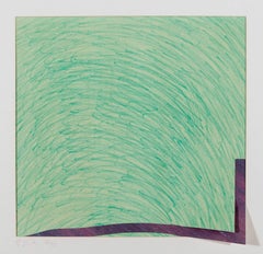 Intervallo, stampa litografica astratta a tonalità verde, 1969