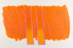 Bright Orange Abstract 1970s Print with Pink, Bold Richard Smith Lithograph
