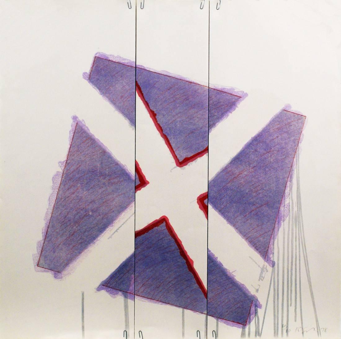 Richard Smith Abstract Print - Two of a Kind IVb (red x on lavender)
