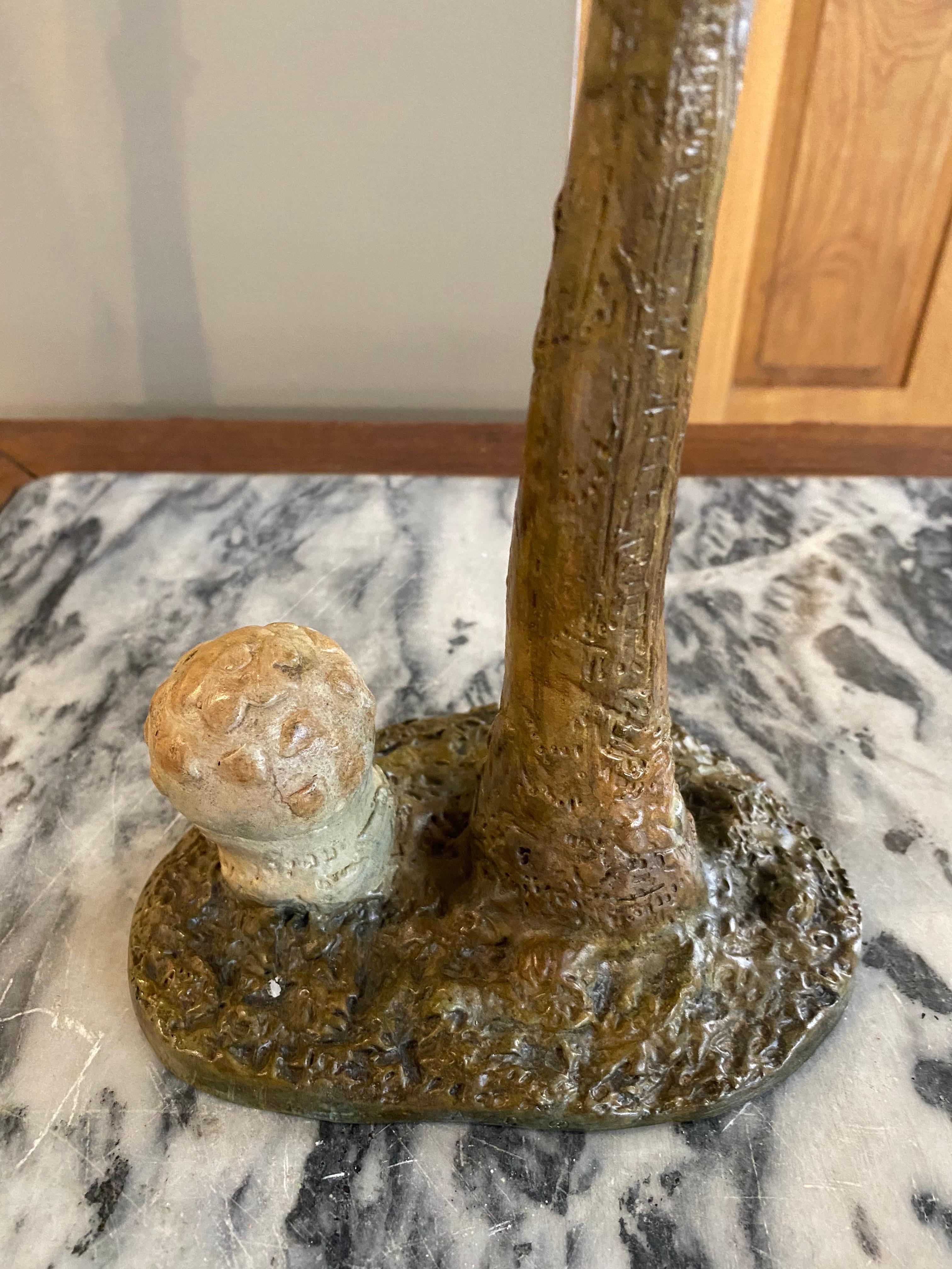 « Parasol Mushroom », sculpture contemporaine en bronze d'un champignon, faune sauvage en vente 3