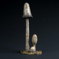 'Shaggy Ink Cap Mushroom' Contemporary bronze sculpture of a British Mushroom  
