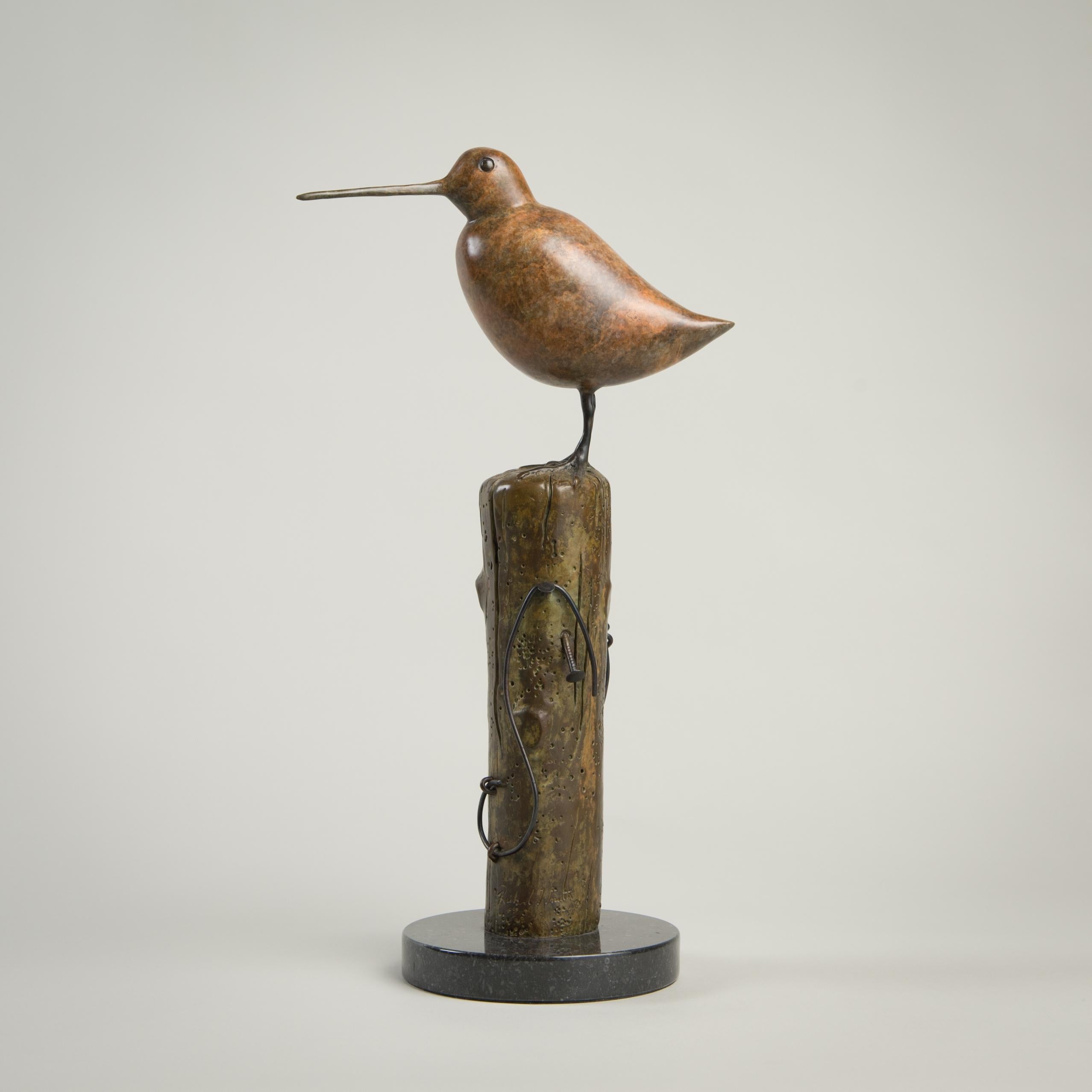 'Snipe' Contemporary Bronze Wildlife Bird Sculpture by Richard Smith