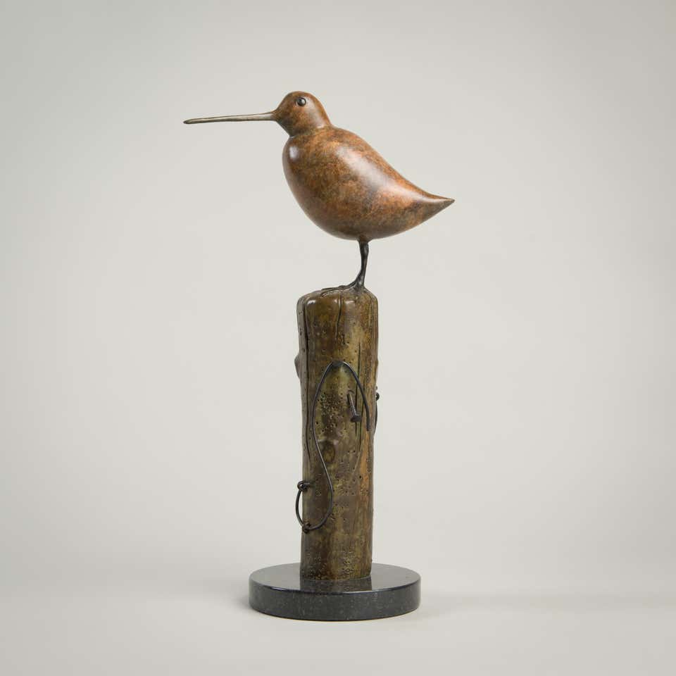 'Snipe' Contemporary Bronze Wildlife Bird Sculpture by Richard Smith