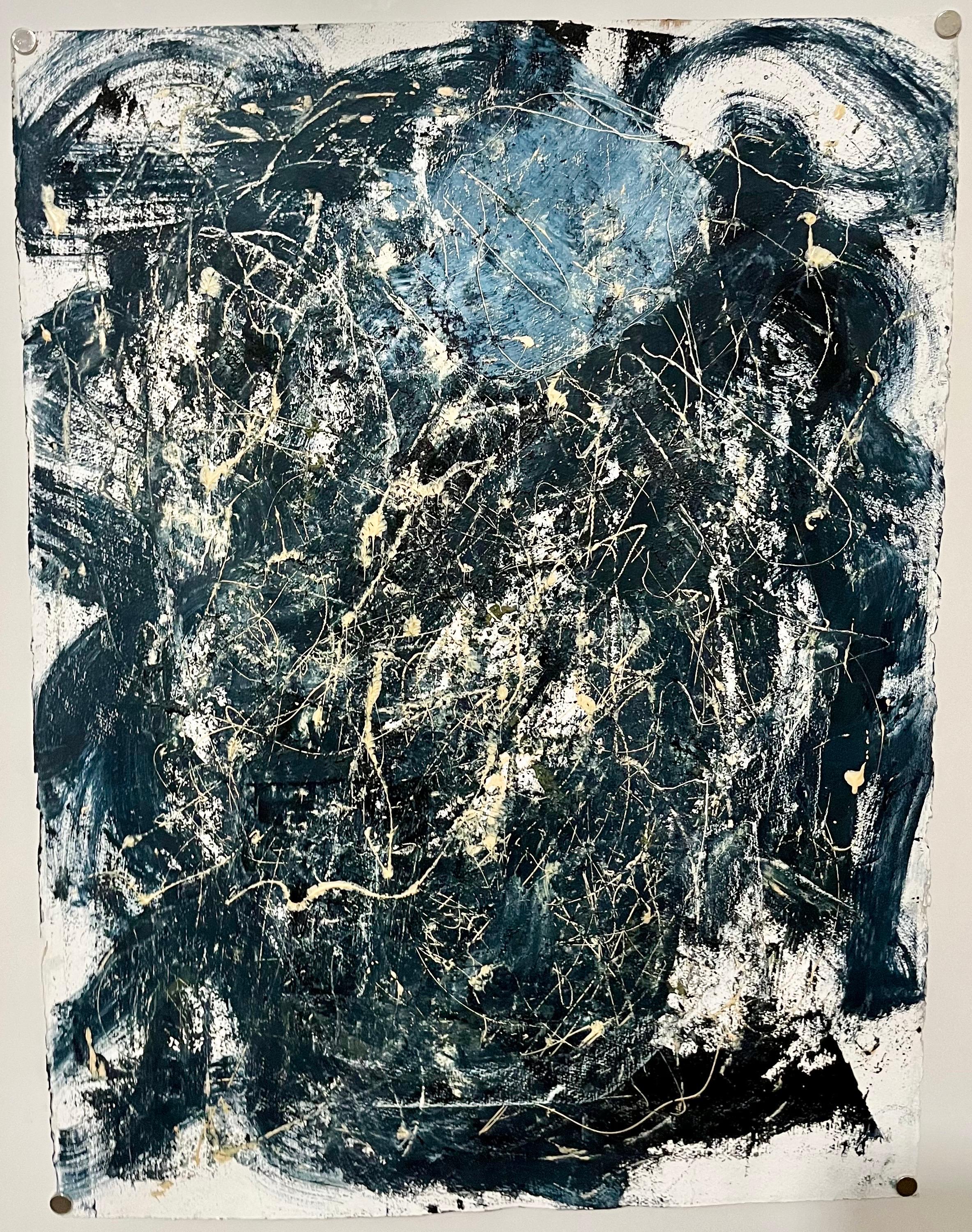 Bold Graphic Abstract Expressionist Mixed Media Painting Richard Snyder NYC Art For Sale 1