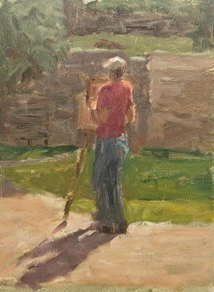 "Painting at the Easel" Richard Stalter, Artist Painting, Plein Air Painting