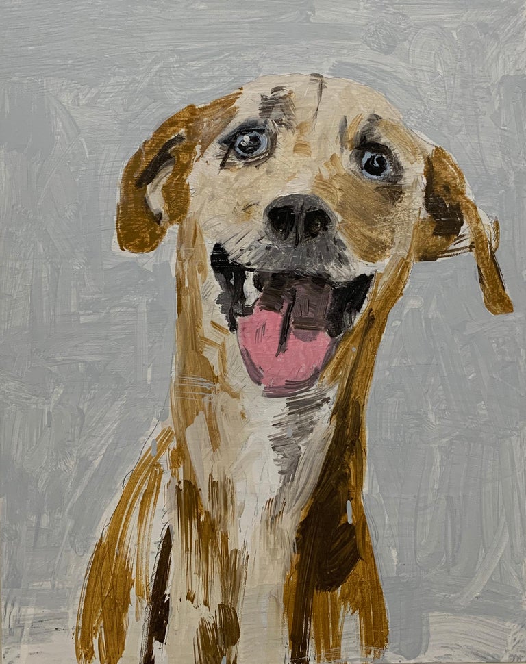 Richard Storms Animal Painting - "Happy Guy" Contemporary, Expressionistic, Dog, Portrait, Painting