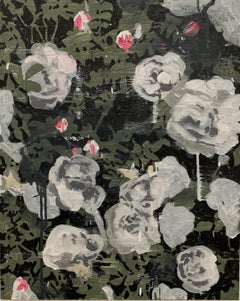 "Peggy's Roses, " Contemporary, Abstract, Floral, Painting