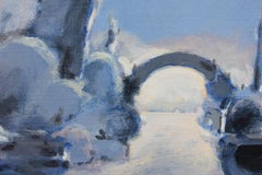 "Glienicke" Blue Tonal Impressionist River Landscape Painting