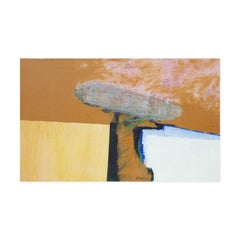 "Monument – Study" Brown and Blue Modern Abstract Surrealistic Painting