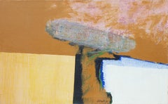 "Monument – Study" Brown and Blue Modern Abstract Surrealistic Painting