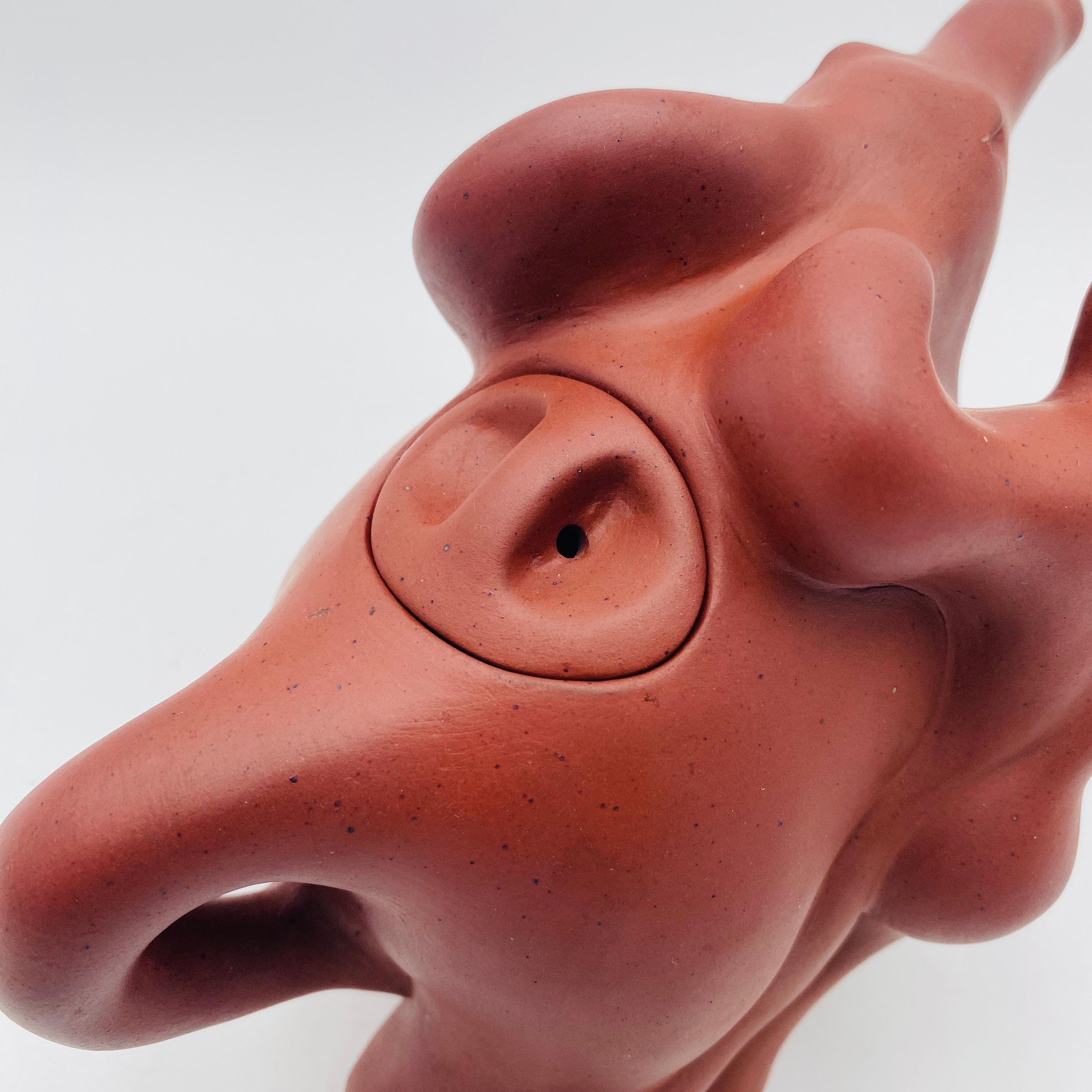 Richard Swanson Red Clay Teapot Elephant Rider 1990s For Sale 3