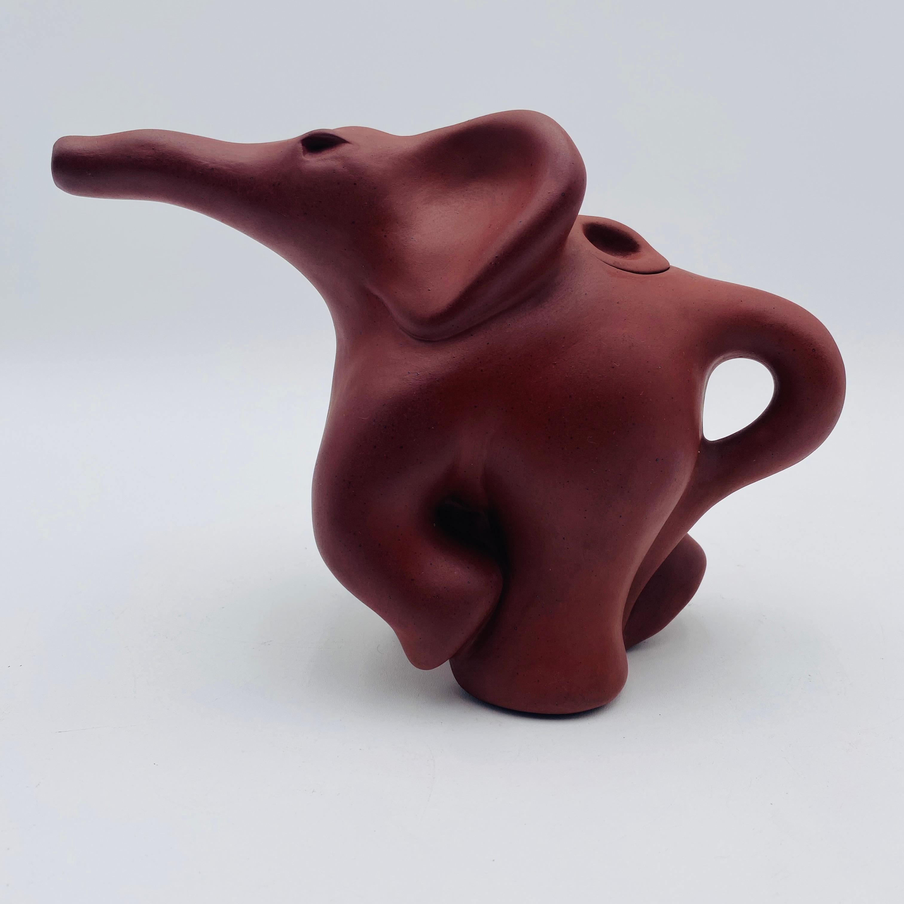 Richard Swanson Red Clay Teapot Elephant Rider 1990s For Sale 7