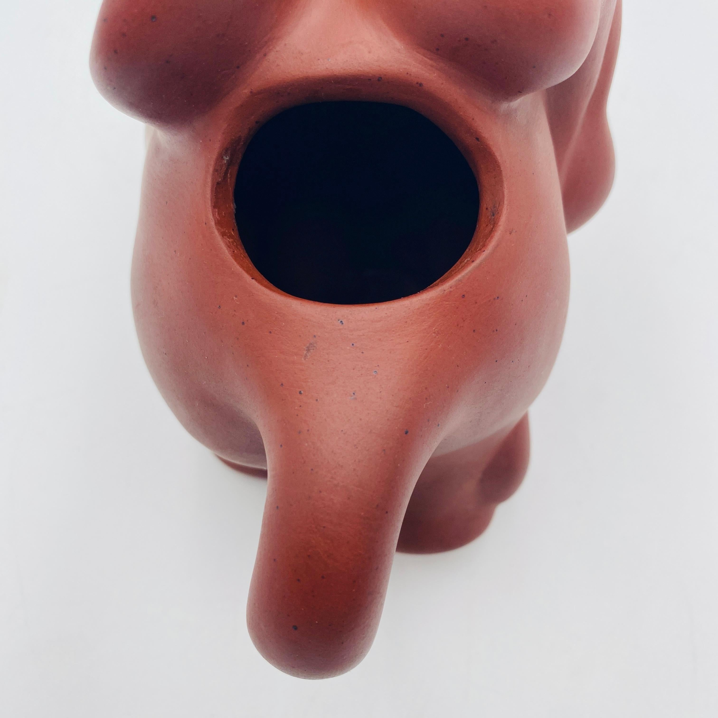 Richard Swanson Red Clay Teapot Elephant Rider 1990s For Sale 1