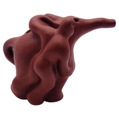 Richard Swanson Red Clay Teapot Elephant Rider 1990s