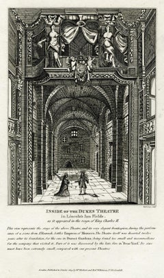 Antique Inside of the Duke's Theater in Lincoln's Inn Fields as it appeared...Charles II