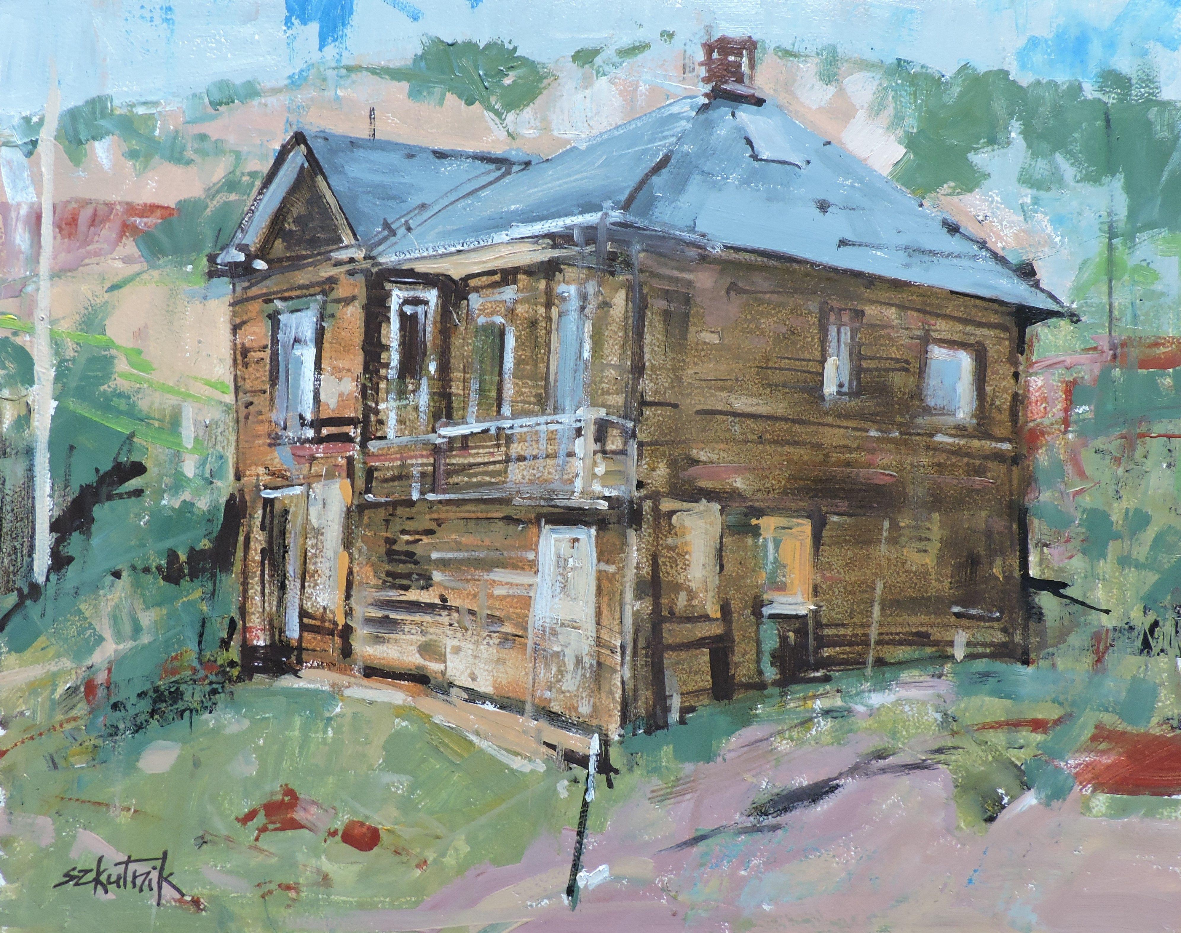 Abbandonato, Pittura, Olio su pannello di Wood - Painting di Richard Szkutnik