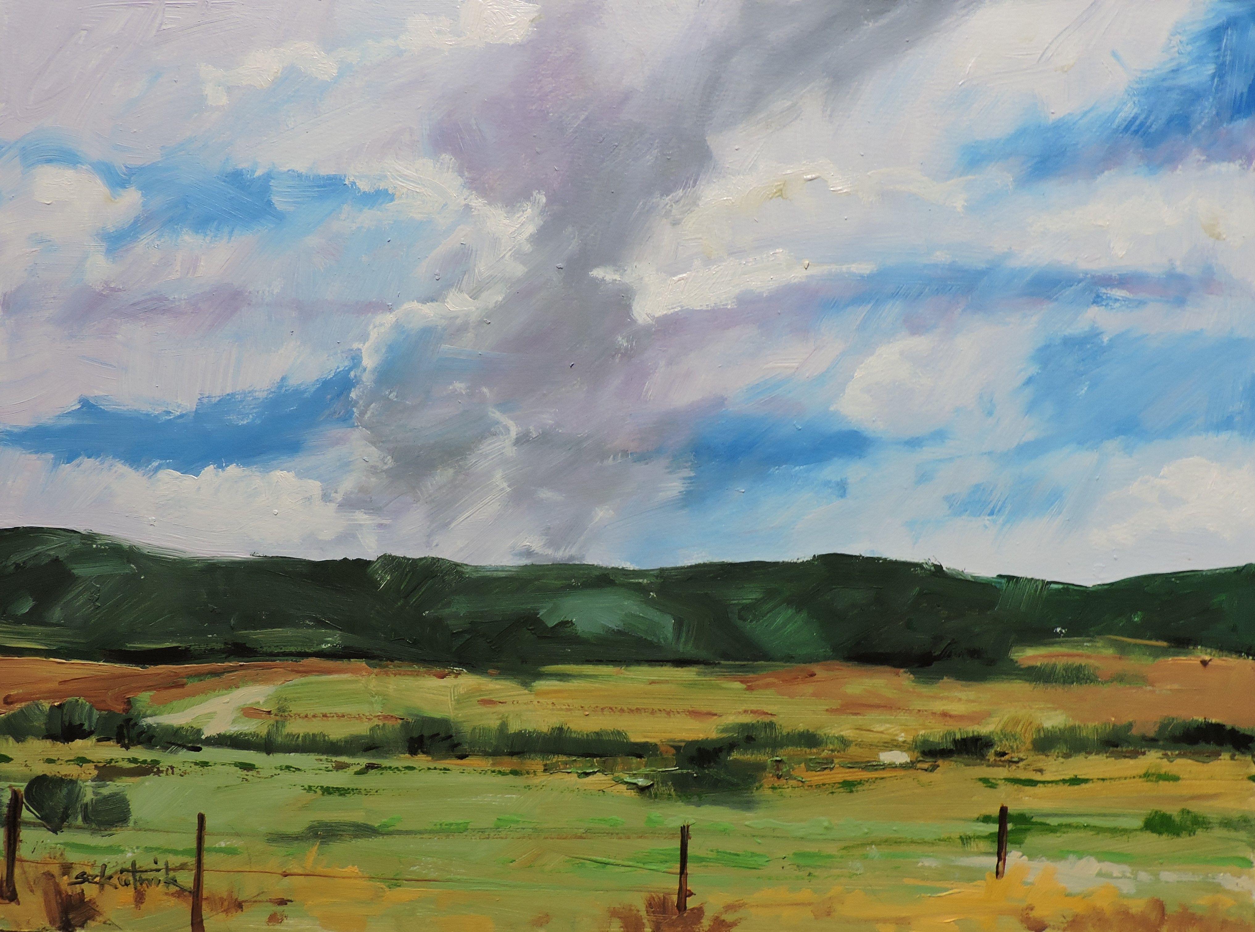 Cielo pomeridiano, Pittura, Olio su pannello di Wood - Painting di Richard Szkutnik