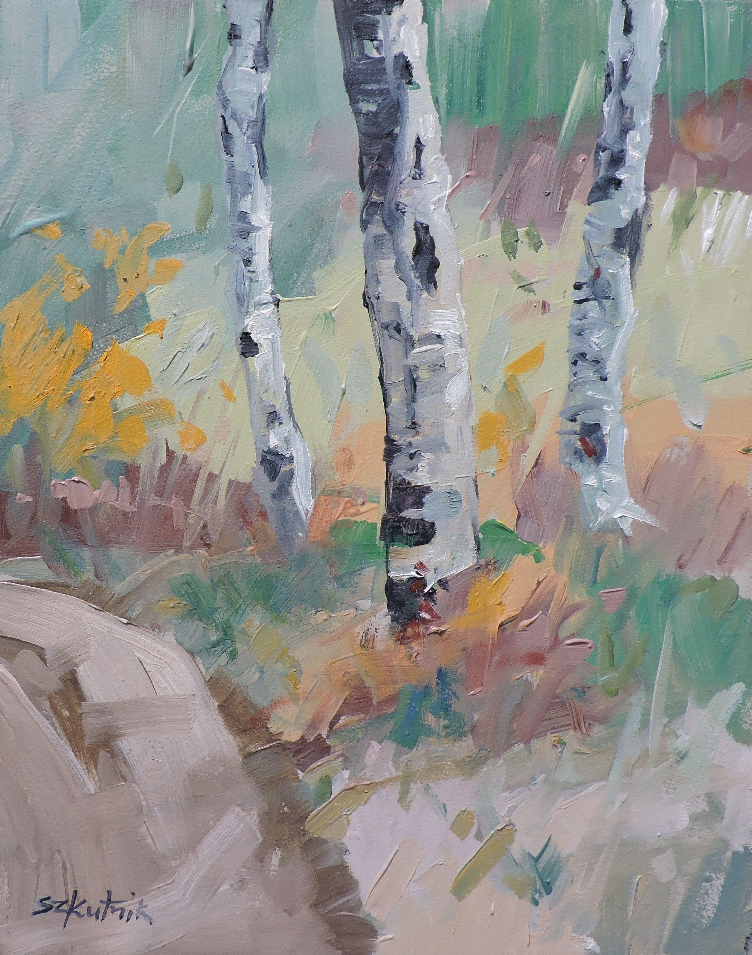 Aspen original oil painting on panel :: Painting :: Impressionist :: This piece comes with an official certificate of authenticity signed by the artist :: Ready to Hang: No :: Signed: Yes :: Signature Location: front :: Other :: Portrait :: Original