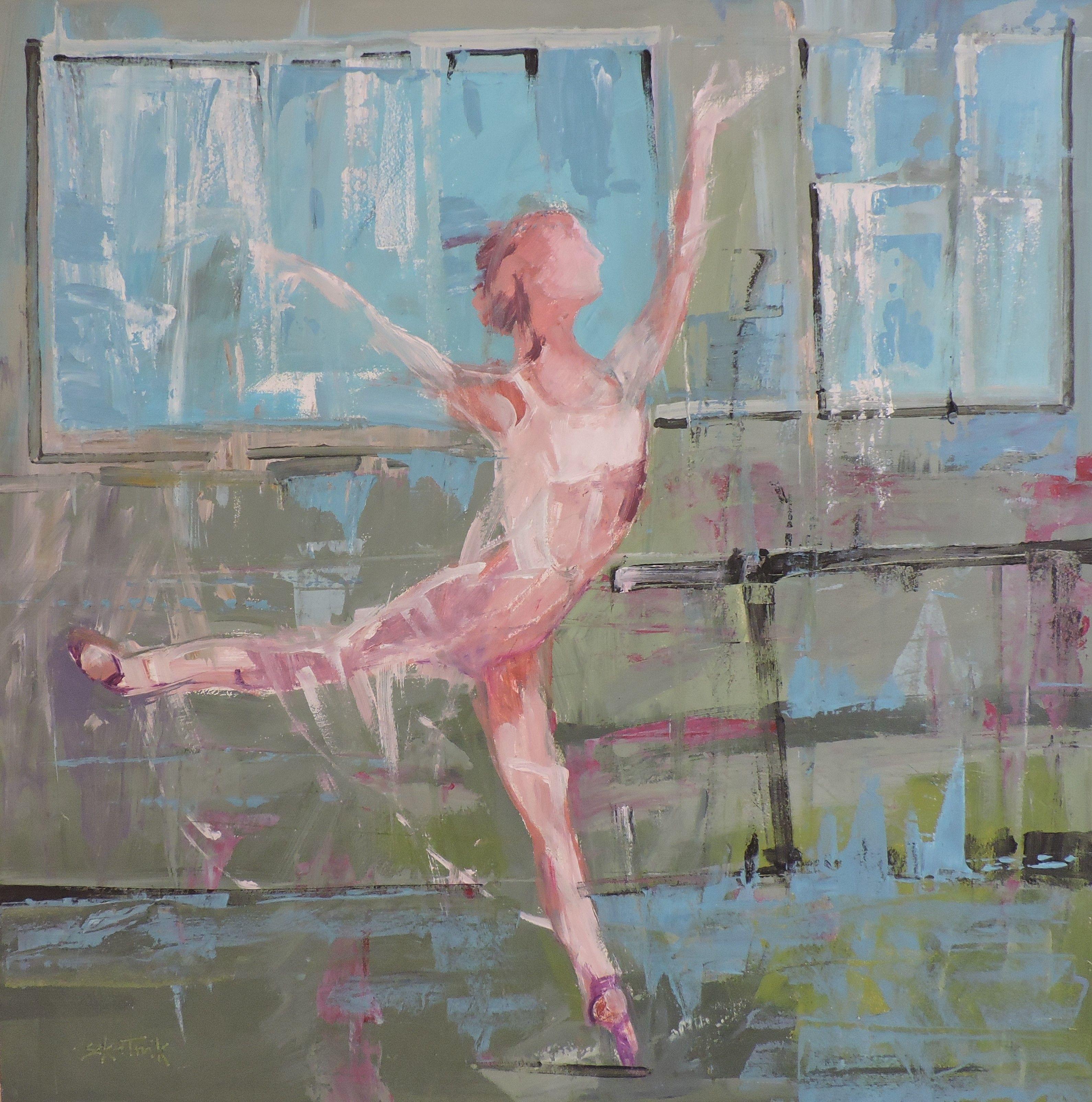 Balletto III, Pittura, Olio su pannello di Wood - Painting di Richard Szkutnik