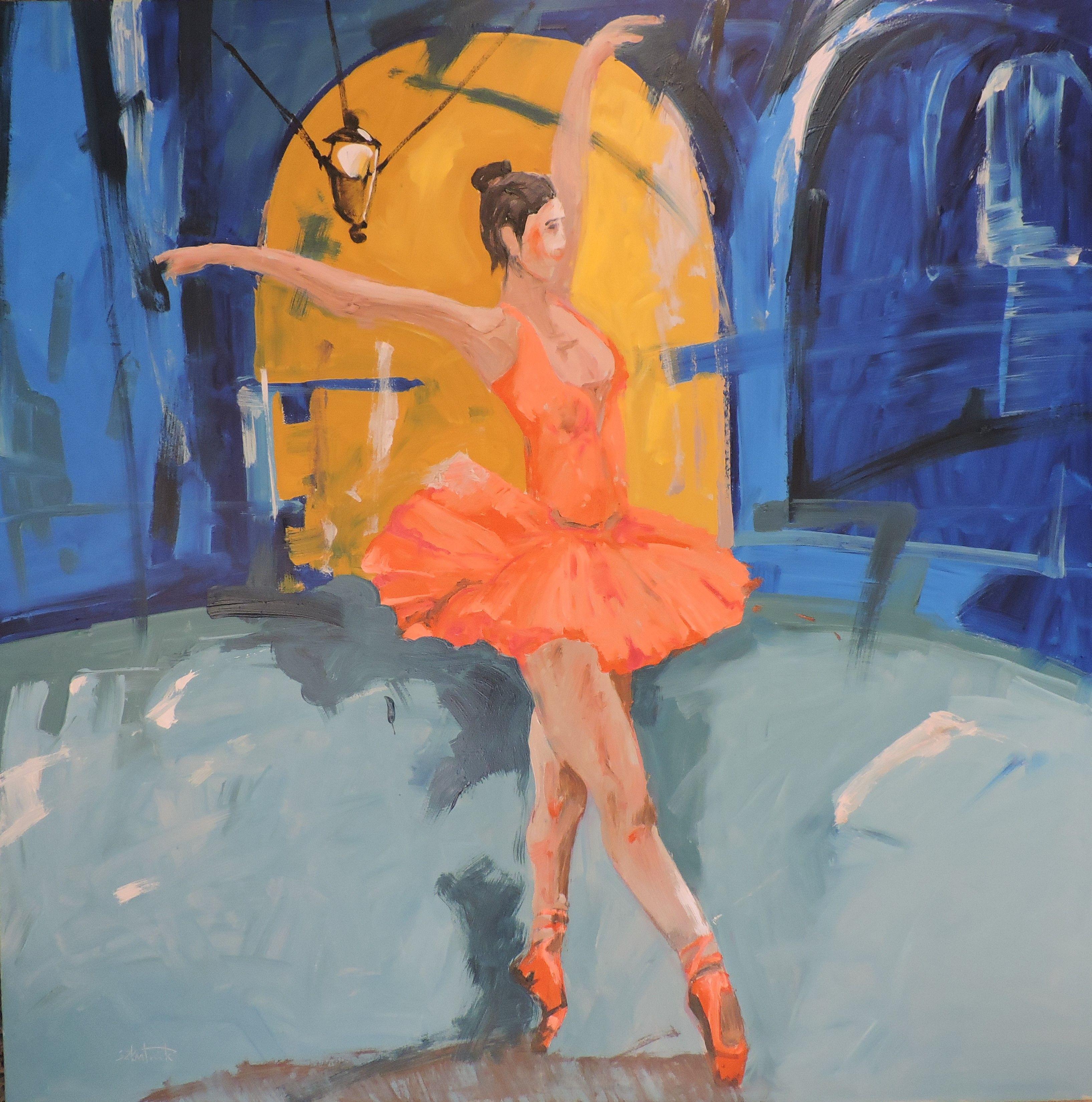 Peinture à l'huile sur panneau de bois - Ballet V - Painting de Richard Szkutnik