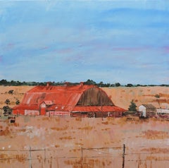 Barn in Red, Painting, Oil on Wood Panel