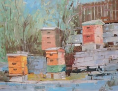 Bee Hives, Gemälde, Öl auf Anderem