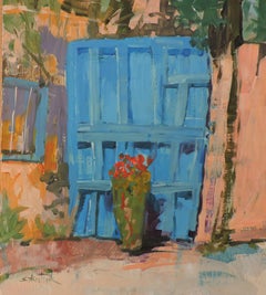 Blue Gate, Painting, Oil on Wood Panel