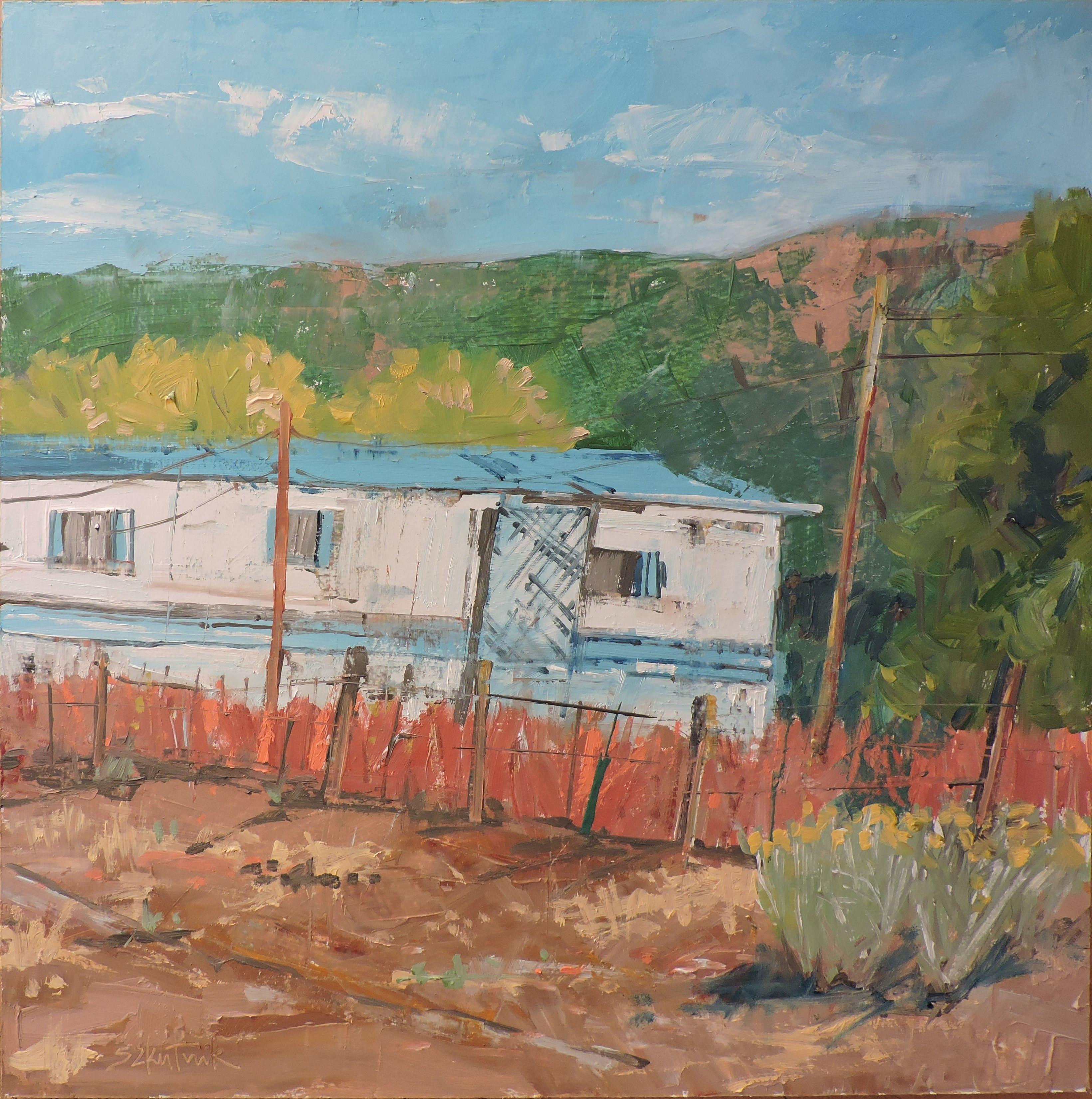 Original en plein air oil on panel paint in New Mexico :: Painting :: Impressionist :: This piece comes with an official certificate of authenticity signed by the artist :: Ready to Hang: No :: Signed: Yes :: Signature Location: front :: Wood Panel