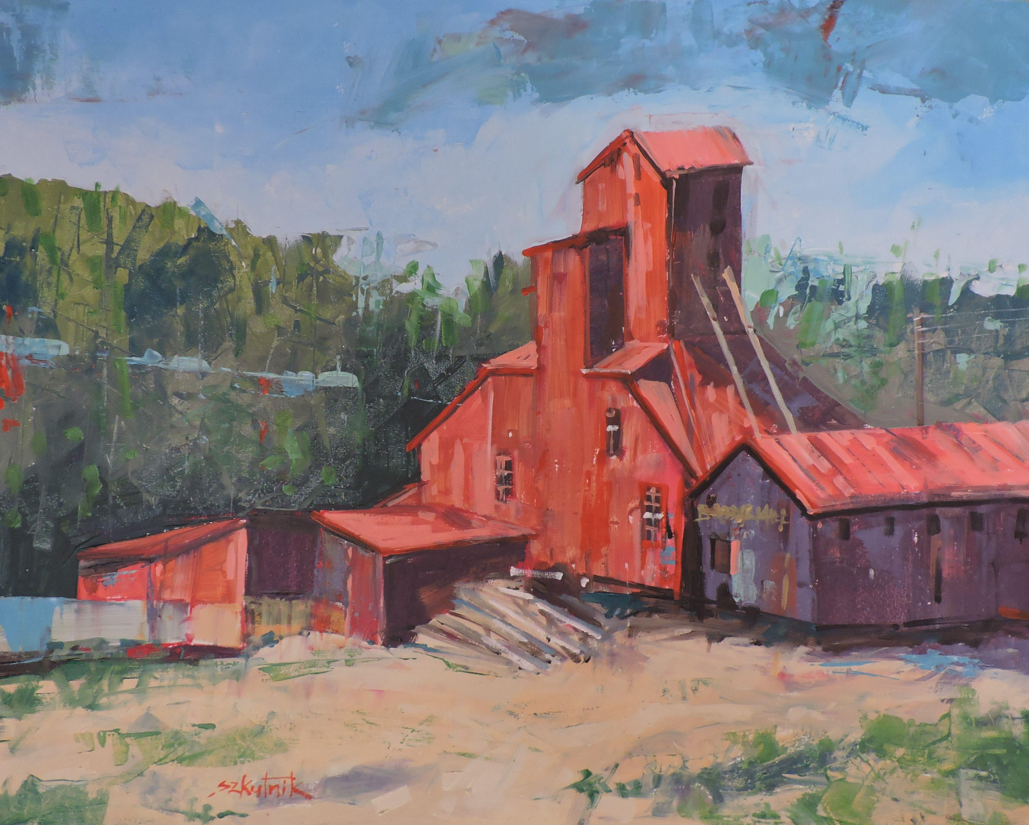 Molino Boodle, Pintura, Óleo sobre panel de madera - Painting de Richard Szkutnik