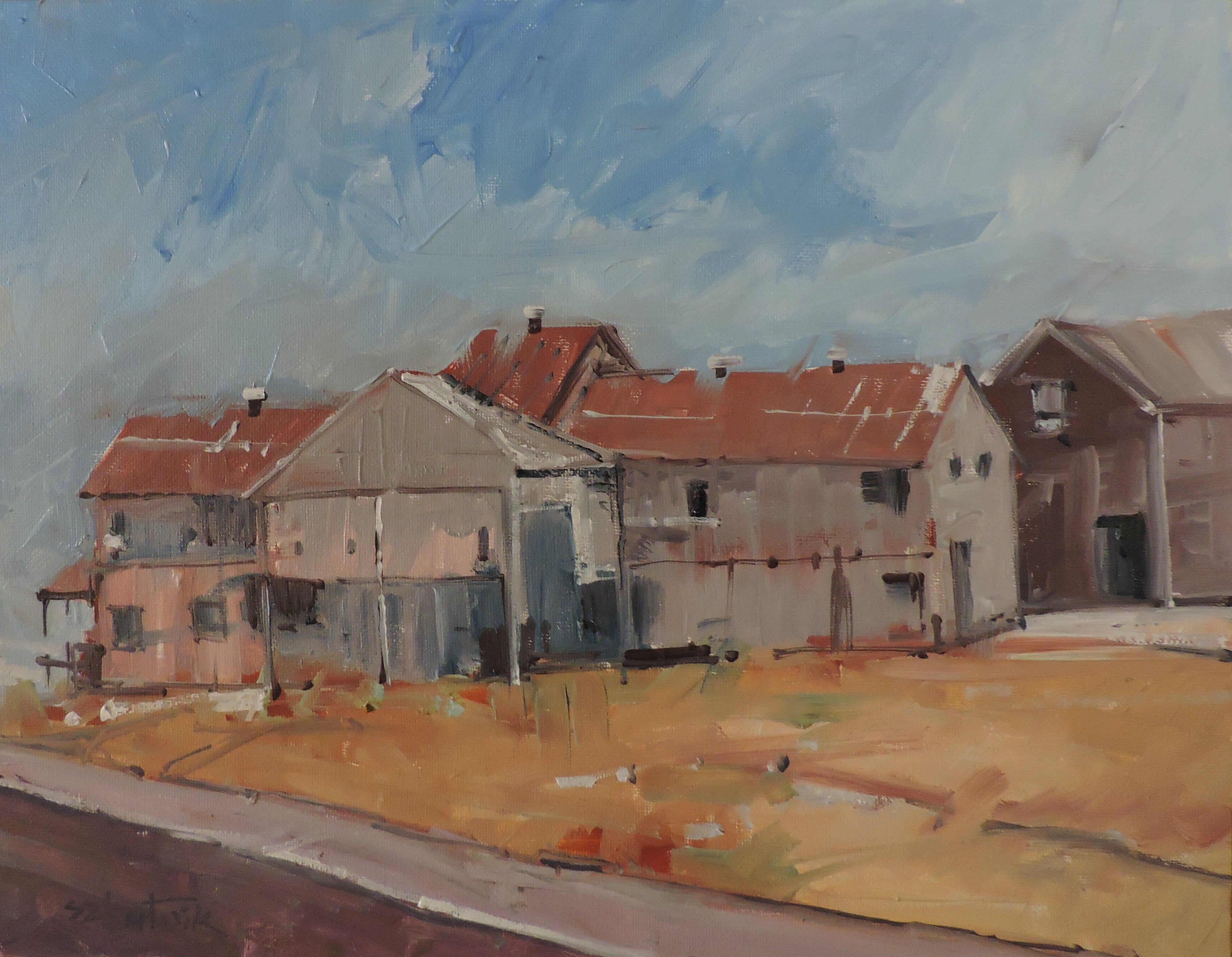 Buildings, Painting, Oil on Other