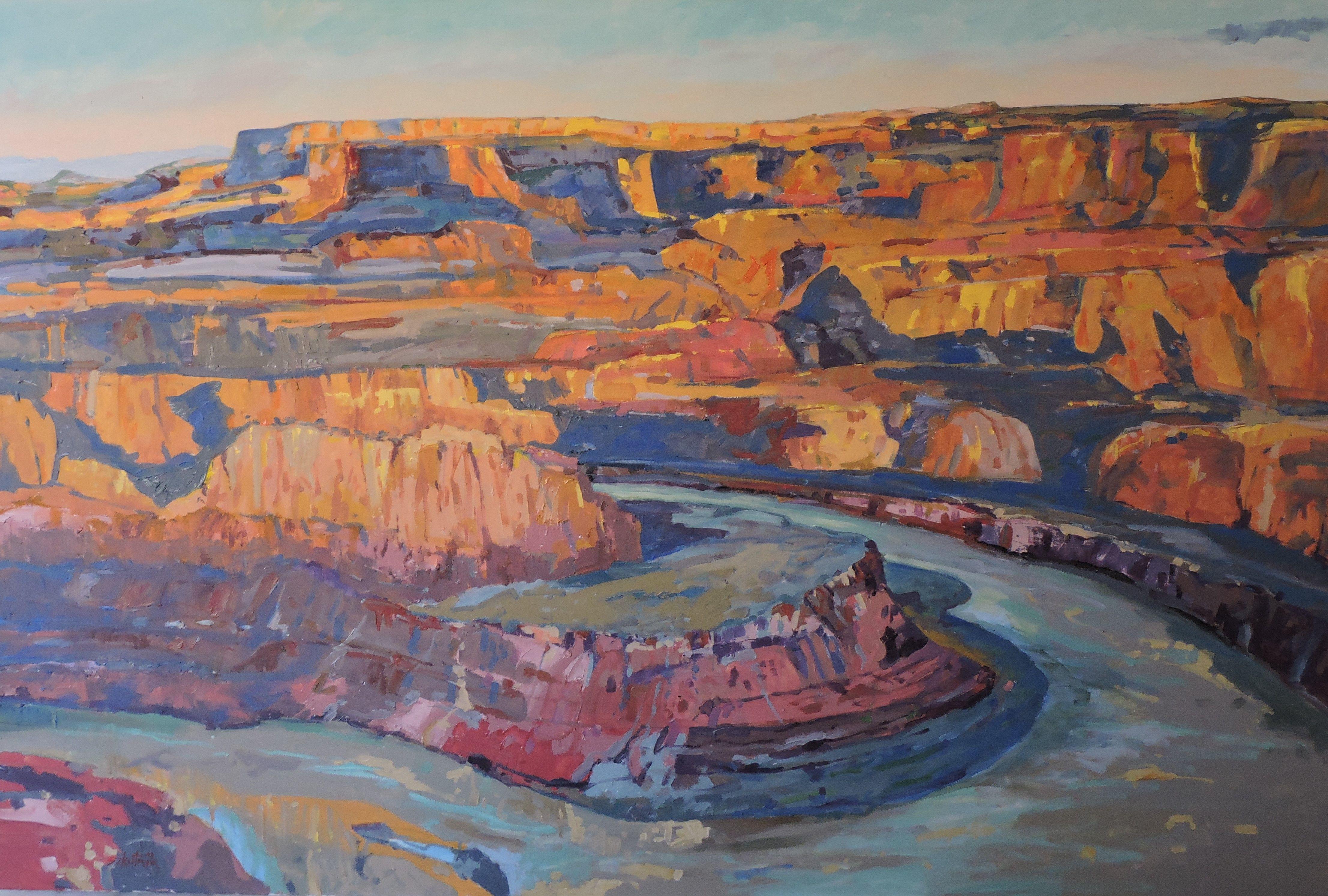 original dead horse point contemporary impressionism  oil on canvas :: Painting :: Impressionist :: This piece comes with an official certificate of authenticity signed by the artist :: Ready to Hang: Yes :: Signed: Yes :: Signature Location: front