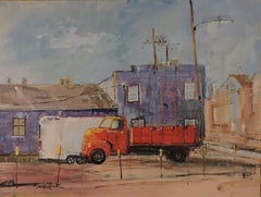 Construction Truck, Painting, Oil on Wood Panel