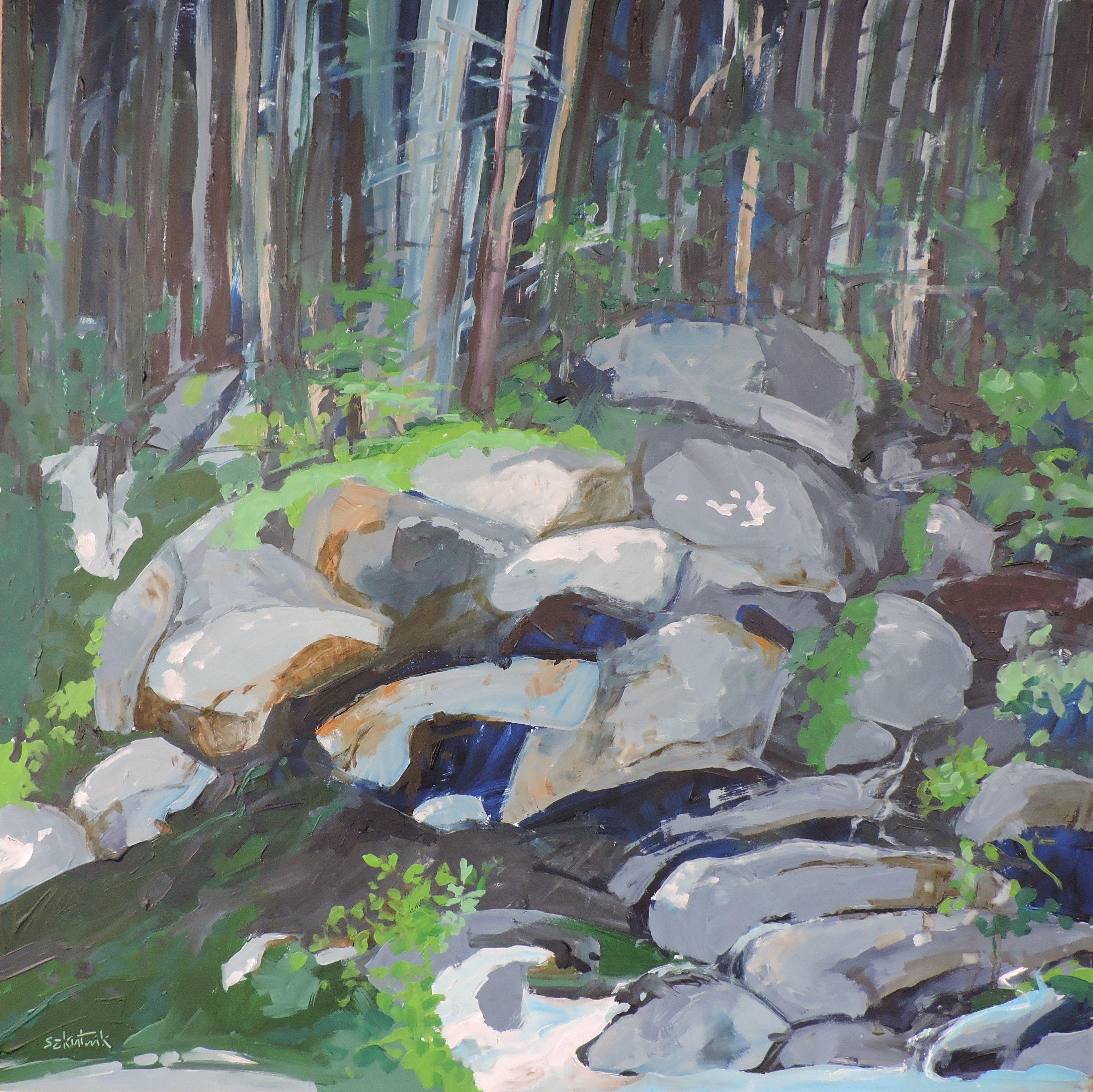 "Deep Forest"  original oil on panel  :: Painting :: Impressionist :: This piece comes with an official certificate of authenticity signed by the artist :: Ready to Hang: No :: Signed: Yes :: Signature Location: front :: Other :: Diagonal ::