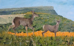 Deer, Painting, Oil on Wood Panel