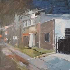 Denver Nocturne, Painting, Oil on Wood Panel