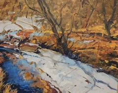 Dry Creek after Snow, Painting, Oil on Wood Panel