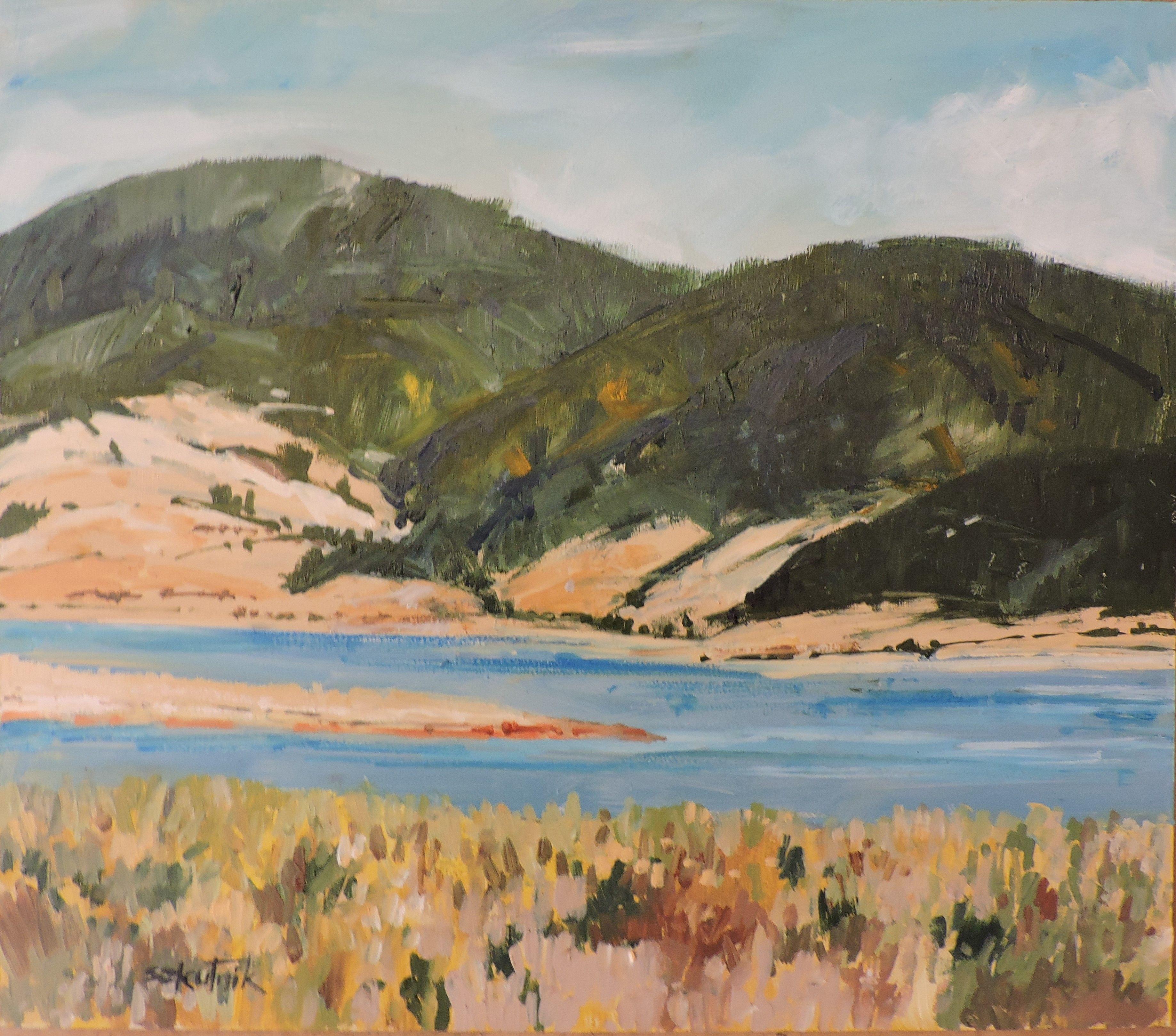 Nido di Eagl Lakee, Pittura, Olio su pannello di Wood - Painting di Richard Szkutnik