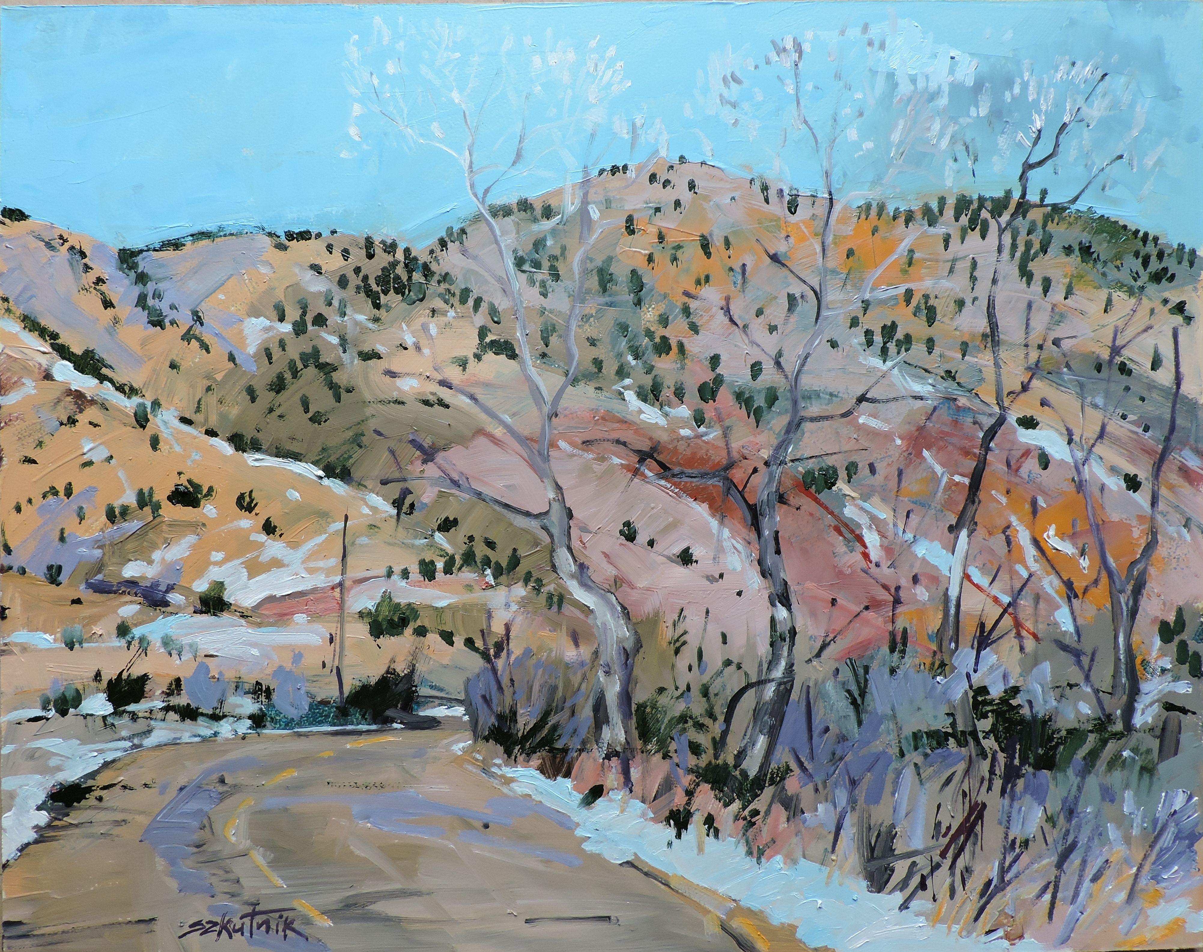 Eingang, Gemälde, Öl auf Holzplatte – Painting von Richard Szkutnik