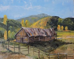 Farm Building, Painting, Oil on Wood Panel