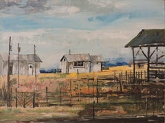 Farm Buildings, Painting, Oil on Wood Panel