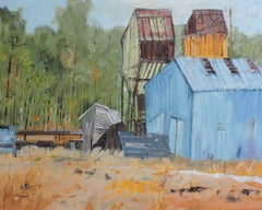 Farmer Buildings, Painting, Oil on Wood Panel