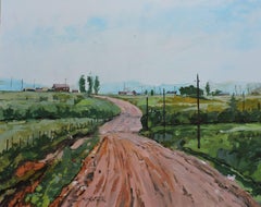 Farmer Road, Painting, Oil on Wood Panel