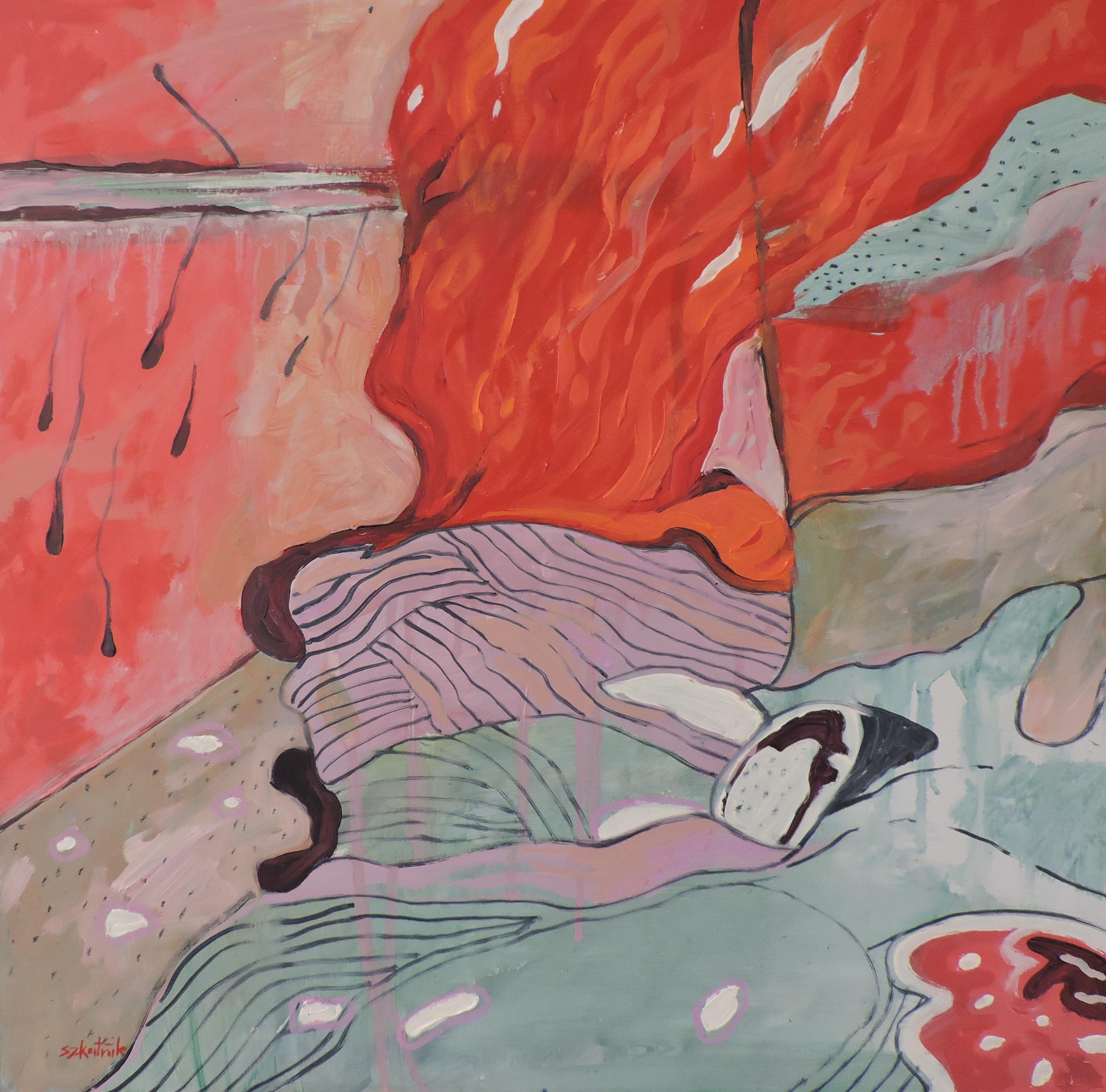 Abstract Painting Richard Szkutnik - Peinture Fire Land, peinture, huile sur autre