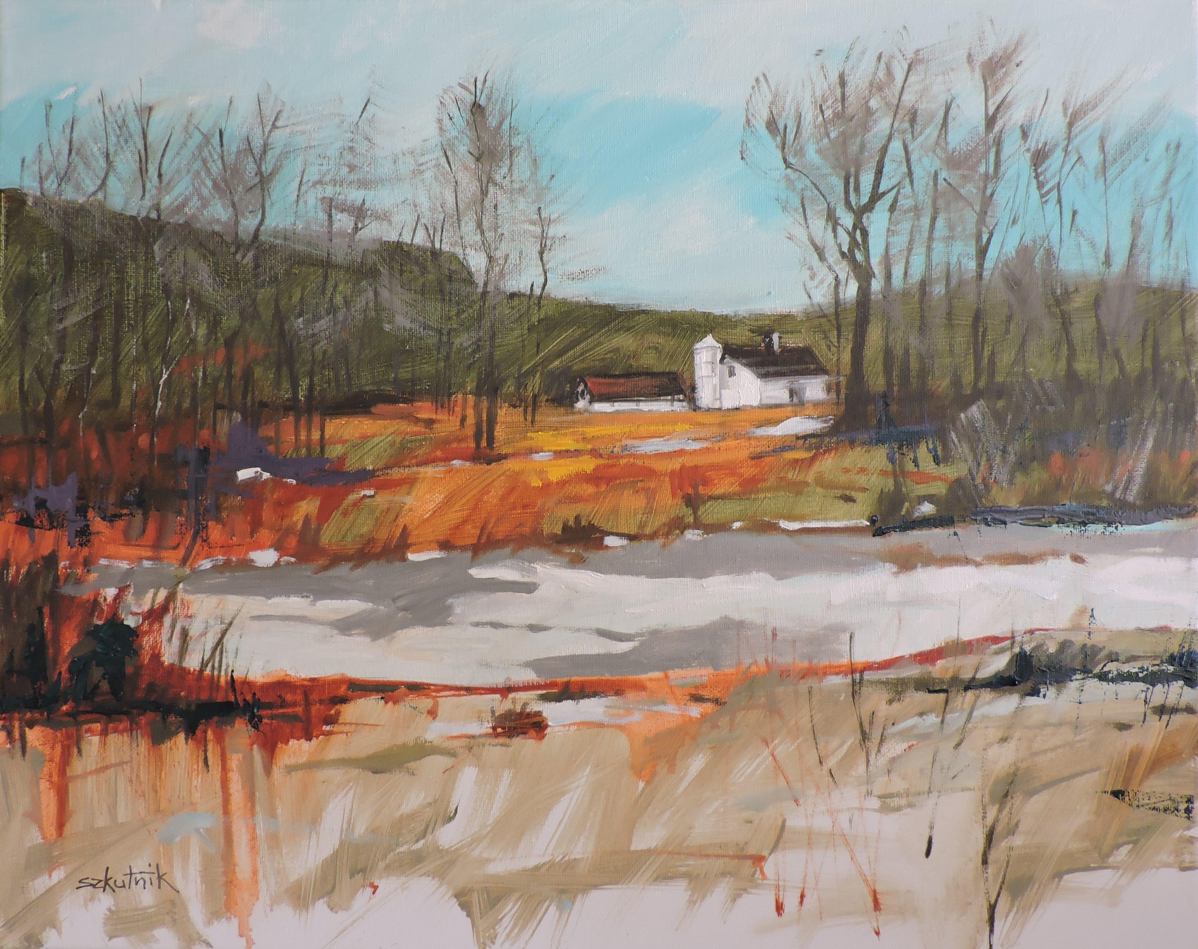 Richard Szkutnik Landscape Painting - Frozen Pond, Painting, Oil on Canvas