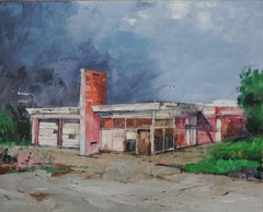 Ghost Station, Painting, Oil on Wood Panel