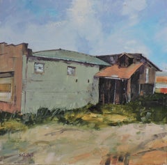 Green Building, Painting, Oil on Wood Panel