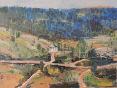 Hills and Roads, Painting, Oil on Wood Panel
