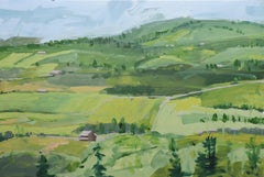 Hills in Green, Painting, Oil on Wood Panel